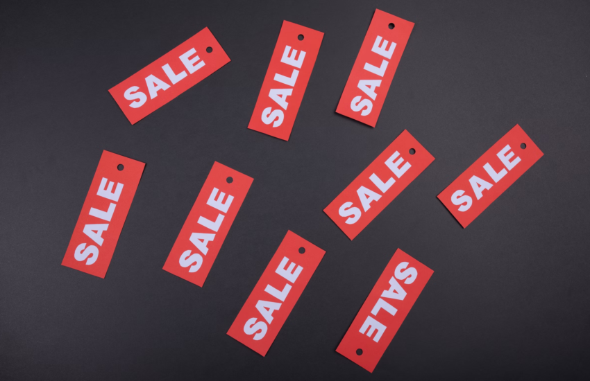The words "sale" on a black background.