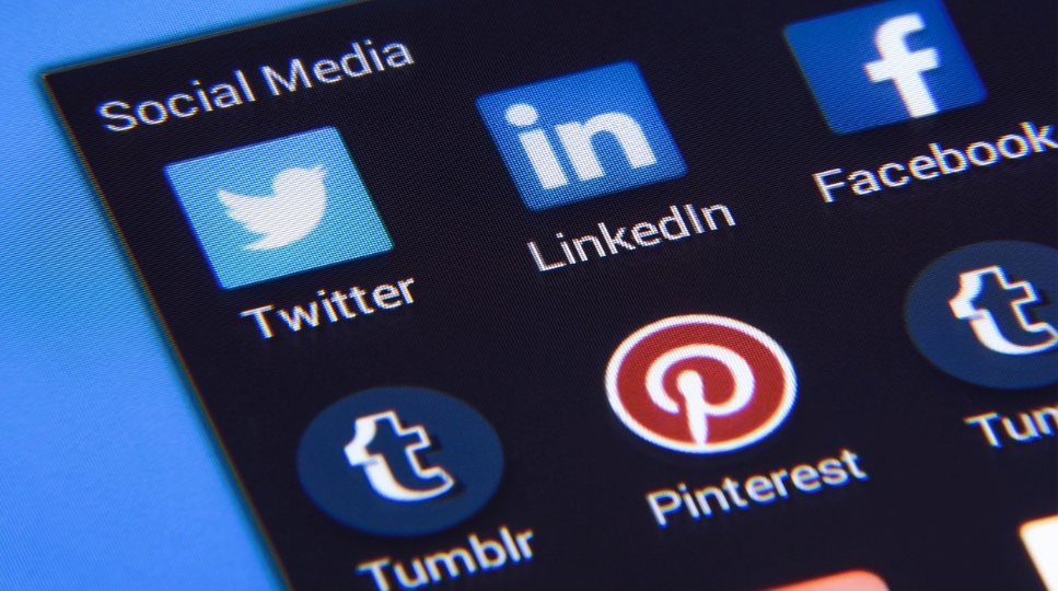 Close-up photograph of social media icons.