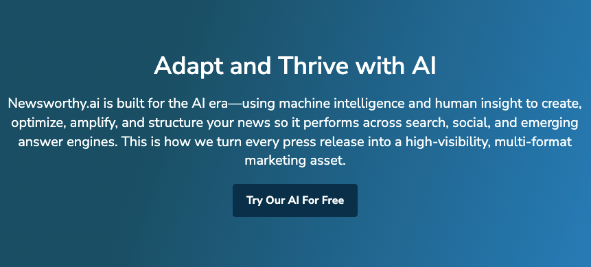 Screenshot from Newsworthy.ai’s homepage.