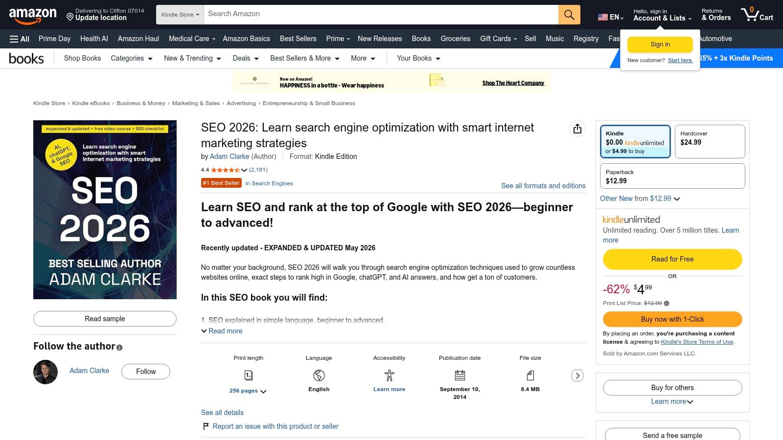SEO 2026: Learn Search Engine Optimization with Smart Internet Marketing Strategies, Adam Clarke